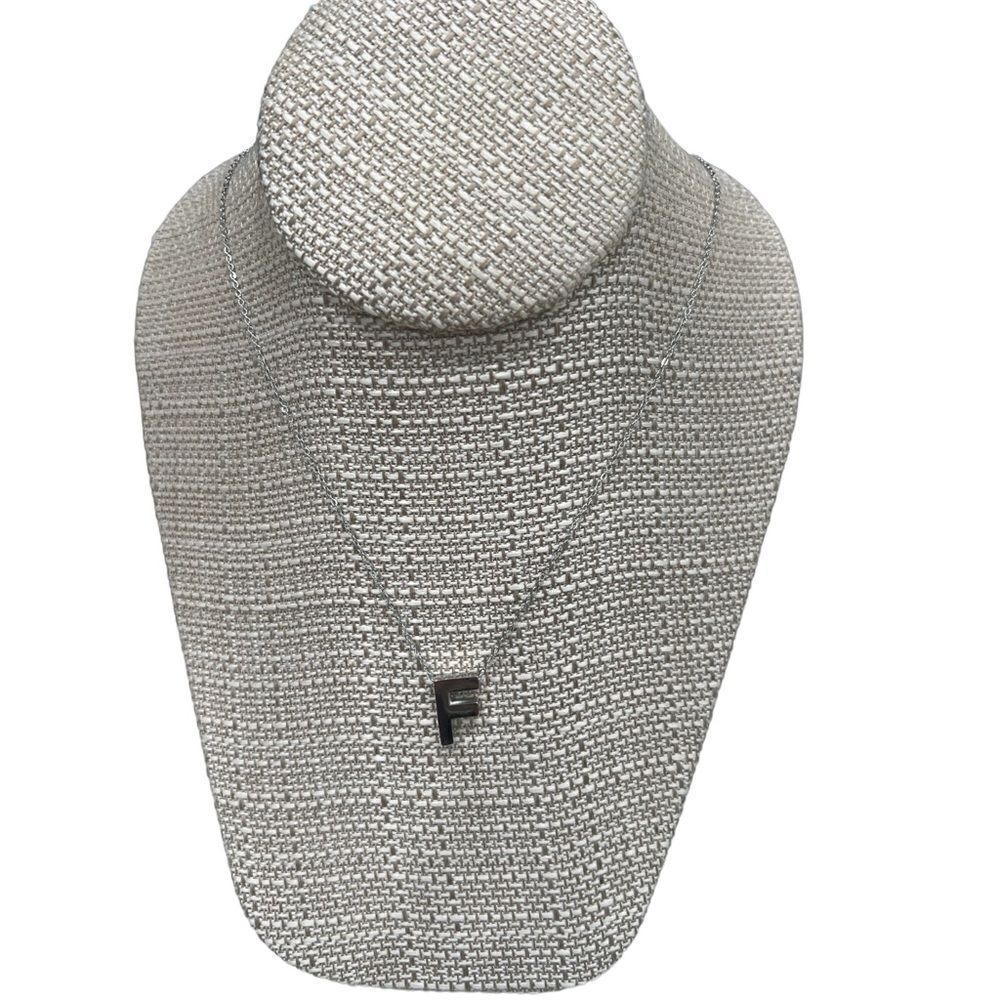 Silver Tone Stainless Steel  initial Pendant necklace Letter S